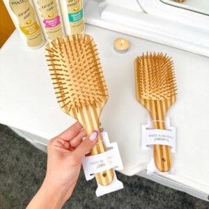 برس چوبی دندانه چوب اصل بامبو جلوگیری از ریزش مو و ضد موخوره و دندانه چوبی تضمینی شانه چوبی